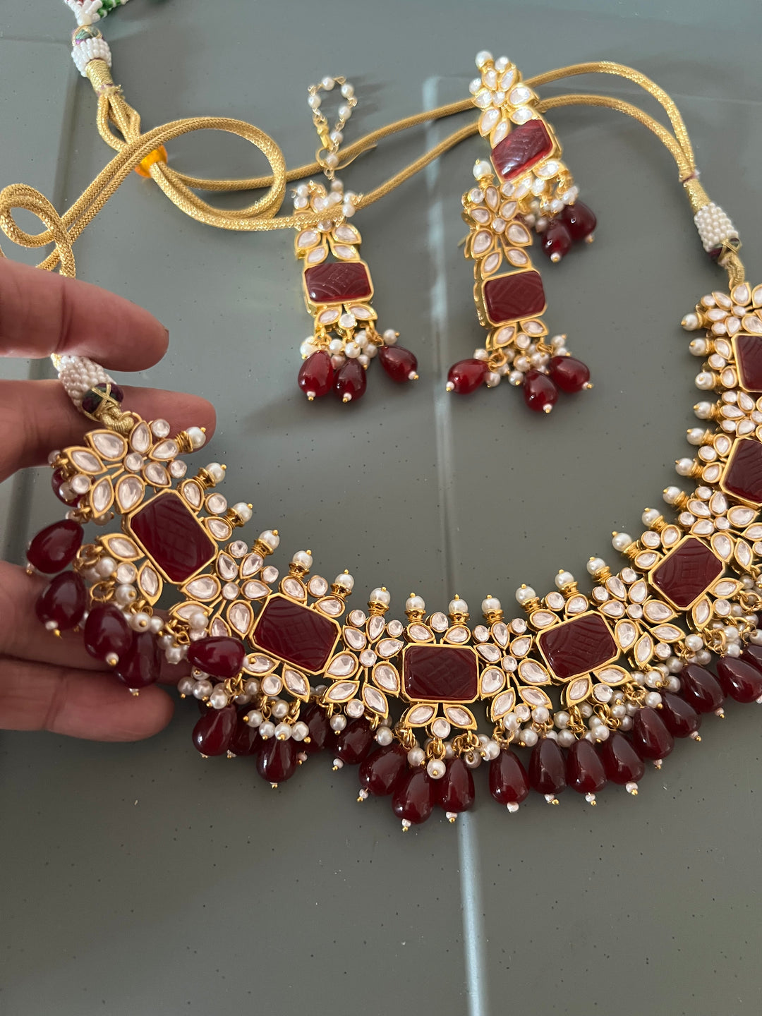 Royal Bridal Choker Necklace with Earrings and Maangtikka