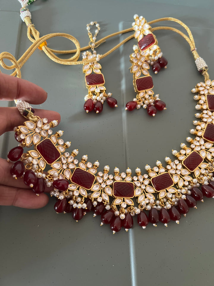 Royal Bridal Choker Necklace with Earrings and Maangtikka