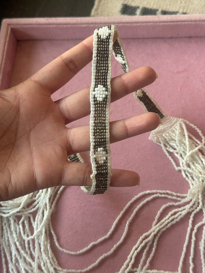 White Beaded Long Beach Necklace