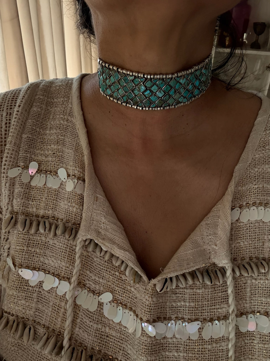 Vintage 925 Silver Turquoise Choker Set – SHIVKA