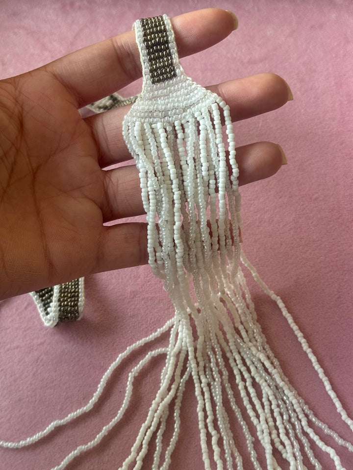 White Beaded Long Beach Necklace