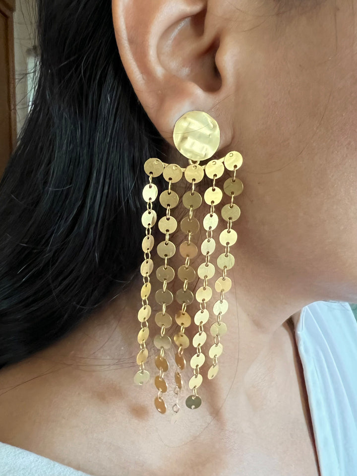 Statement Textured Gold Danglers - Premium Quality, Exquisite Craftsmanship