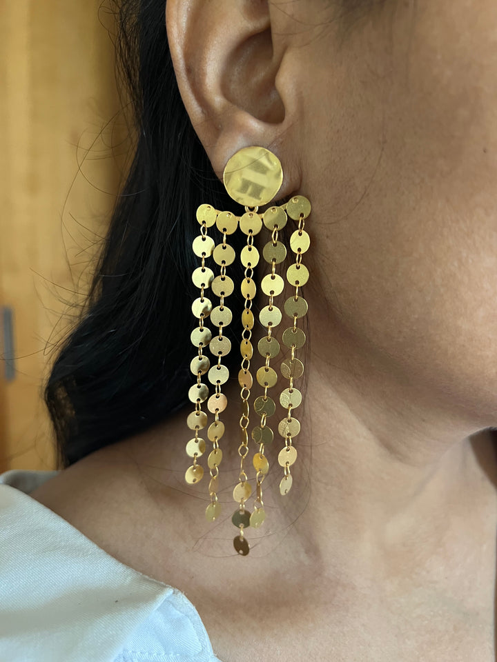 Statement Textured Gold Danglers - Premium Quality, Exquisite Craftsmanship