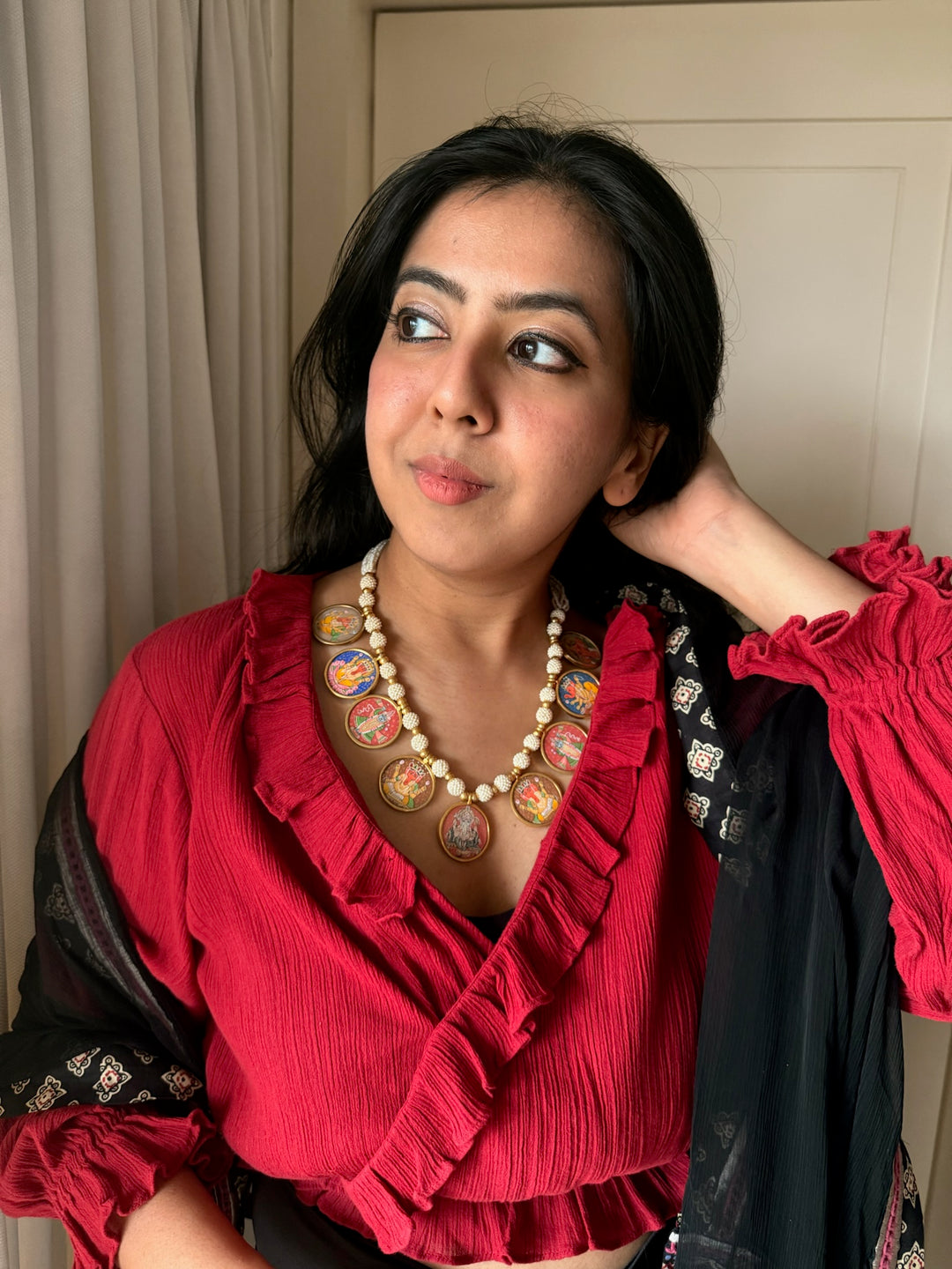 Handmade 925 Silver Ganesha Balaji Pearl Necklace | SHIVKA