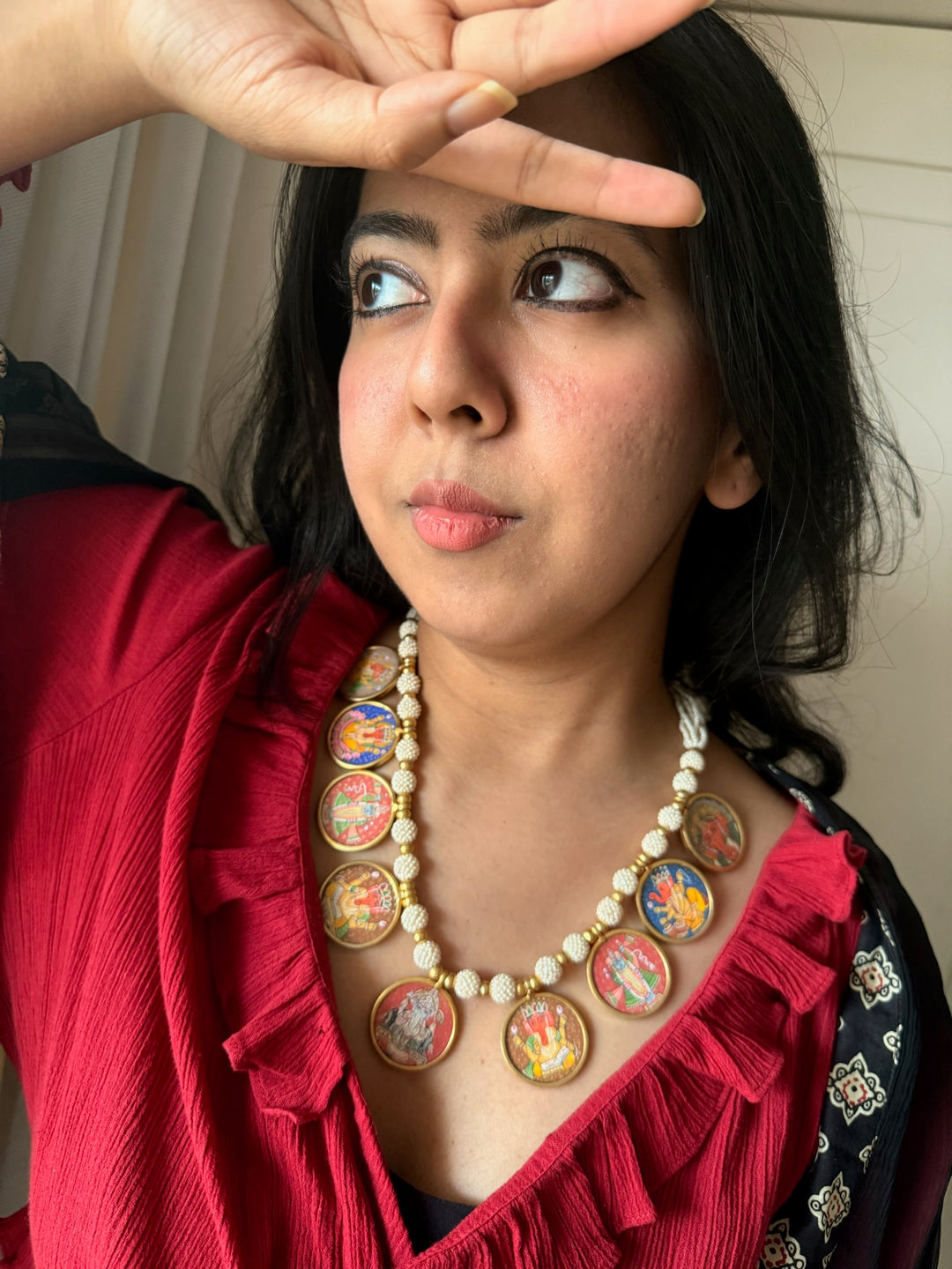 Handmade 925 Silver Ganesha Balaji Pearl Necklace | SHIVKA