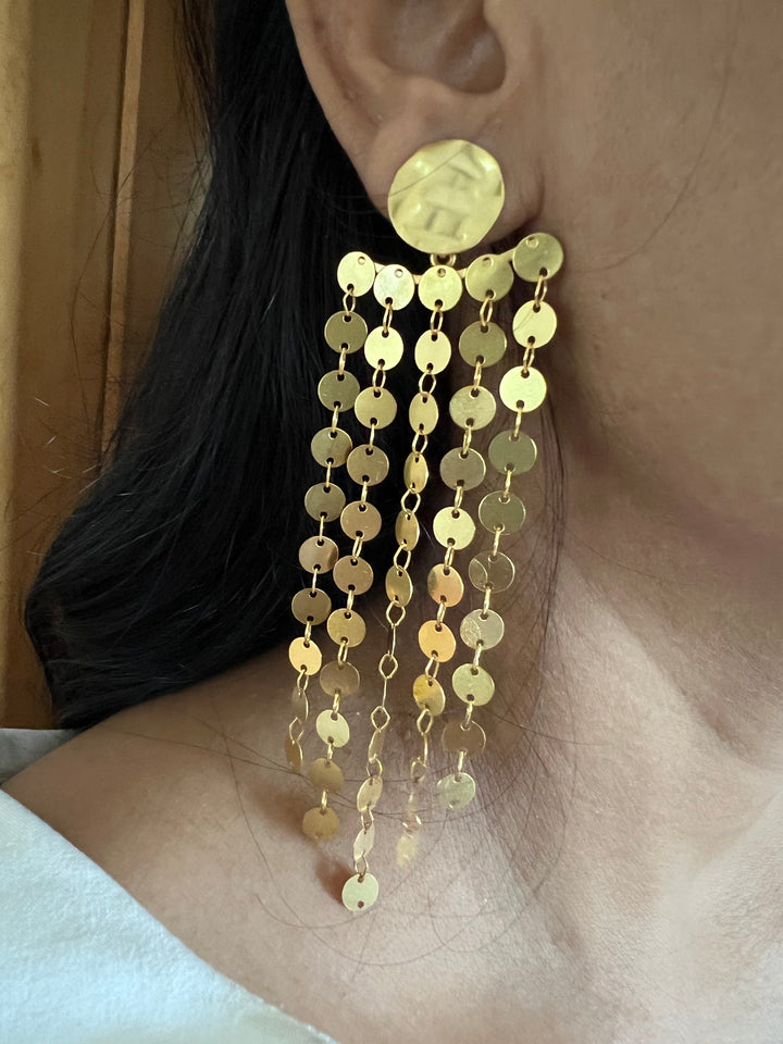 Statement Textured Gold Danglers - Premium Quality, Exquisite Craftsmanship