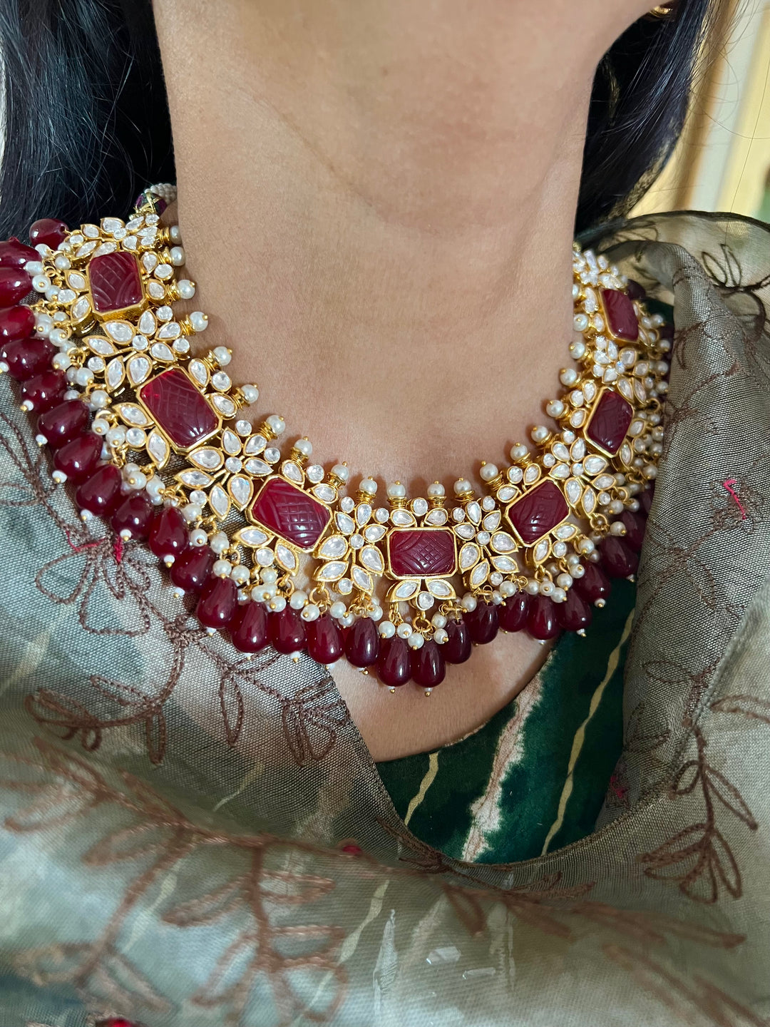 Royal Bridal Choker Necklace with Earrings and Maangtikka