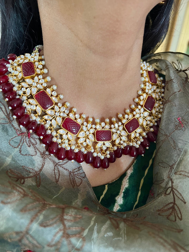 Royal Bridal Choker Necklace with Earrings and Maangtikka