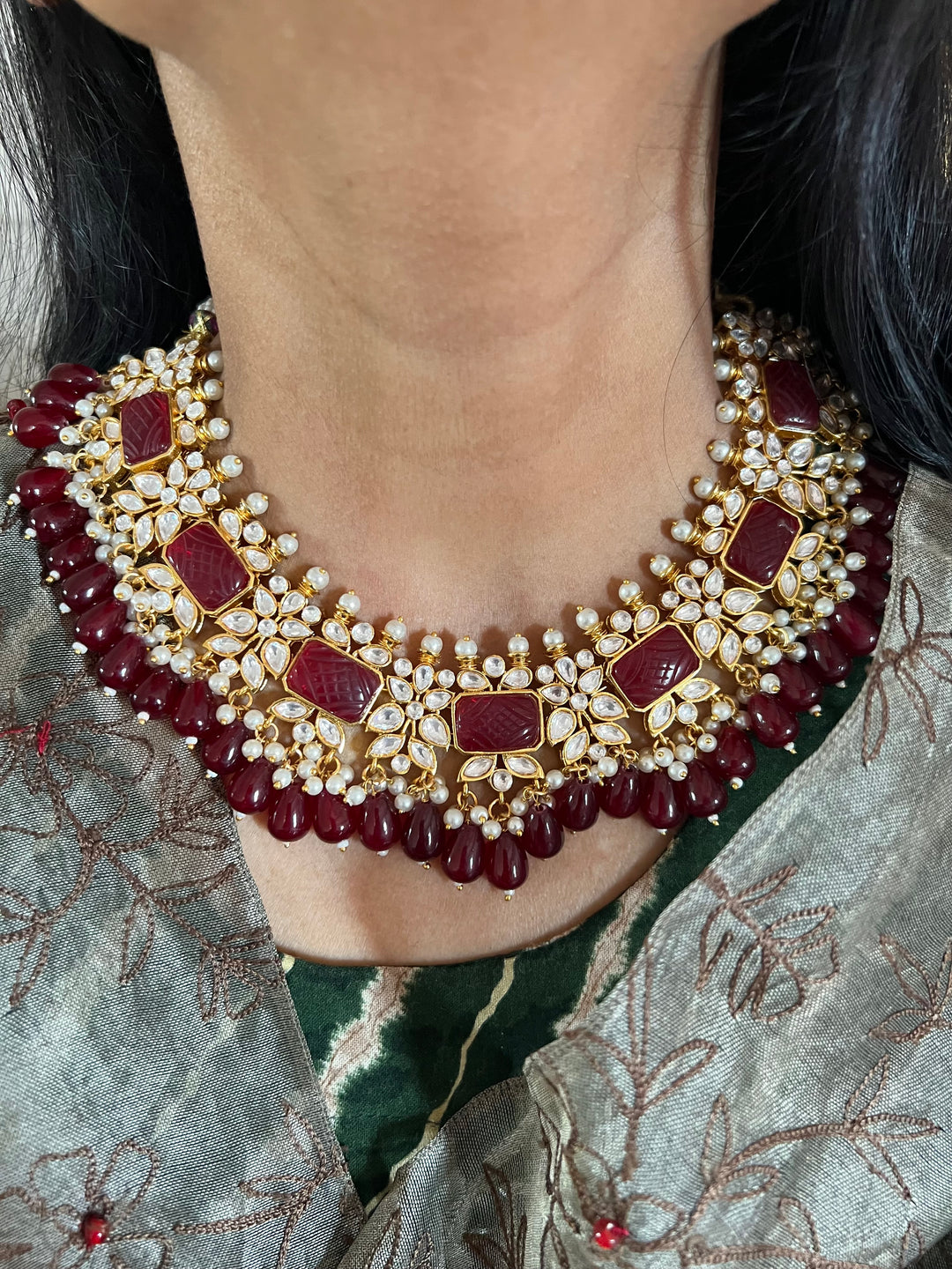 Royal Bridal Choker Necklace with Earrings and Maangtikka
