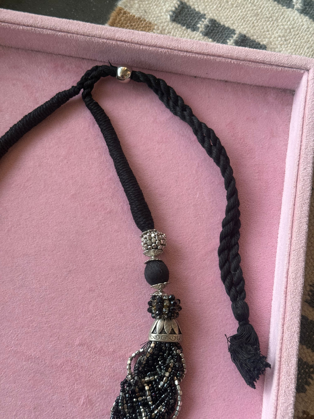 Black and Silver Statement Beaded Necklace