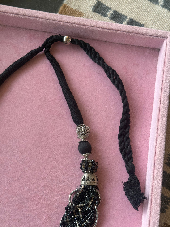 Black and Silver Statement Beaded Necklace
