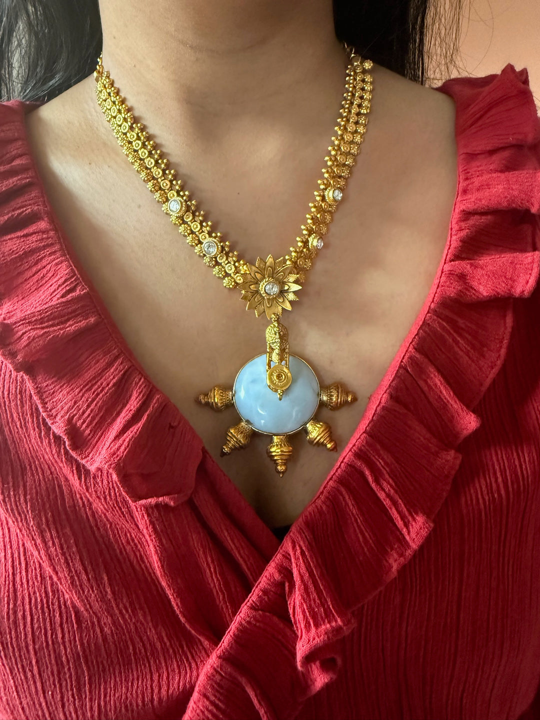 Handmade 925 Silver Light Blue Gemstone Necklace | SHIVKA