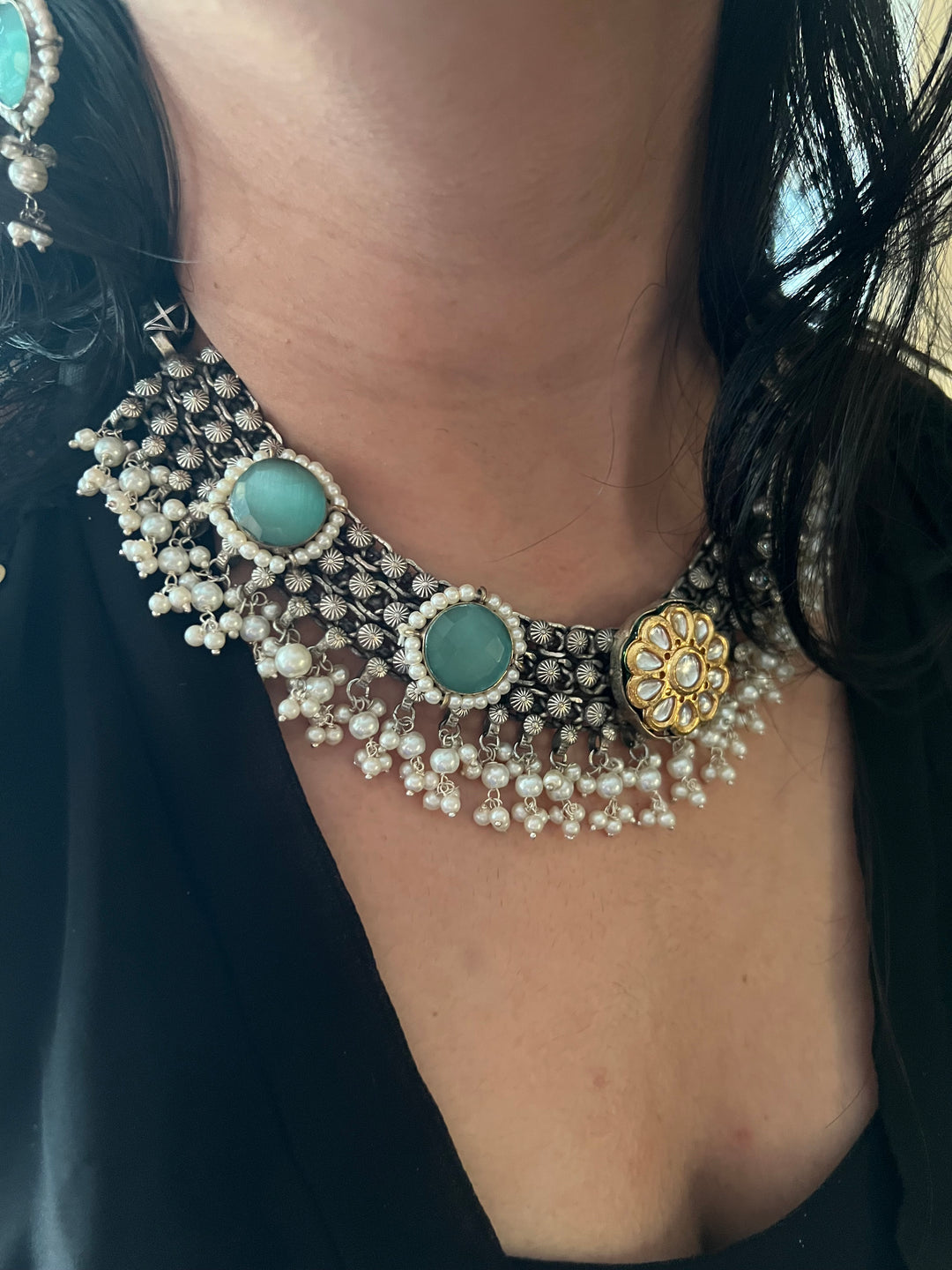 Antique Oxidized Fusion Necklace Set – Timeless Elegance | Brand SHIVKA