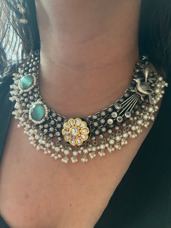 Antique Oxidized Fusion Necklace Set – Timeless Elegance | Brand SHIVKA