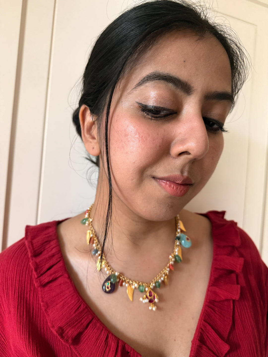 Handmade 925 Silver Multi Gemstone Kundan Necklace | SHIVKA