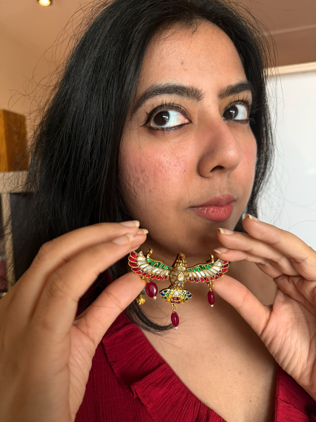 Handmade 925 Silver Falcon Multi Gemstone Necklace | SHIVKA