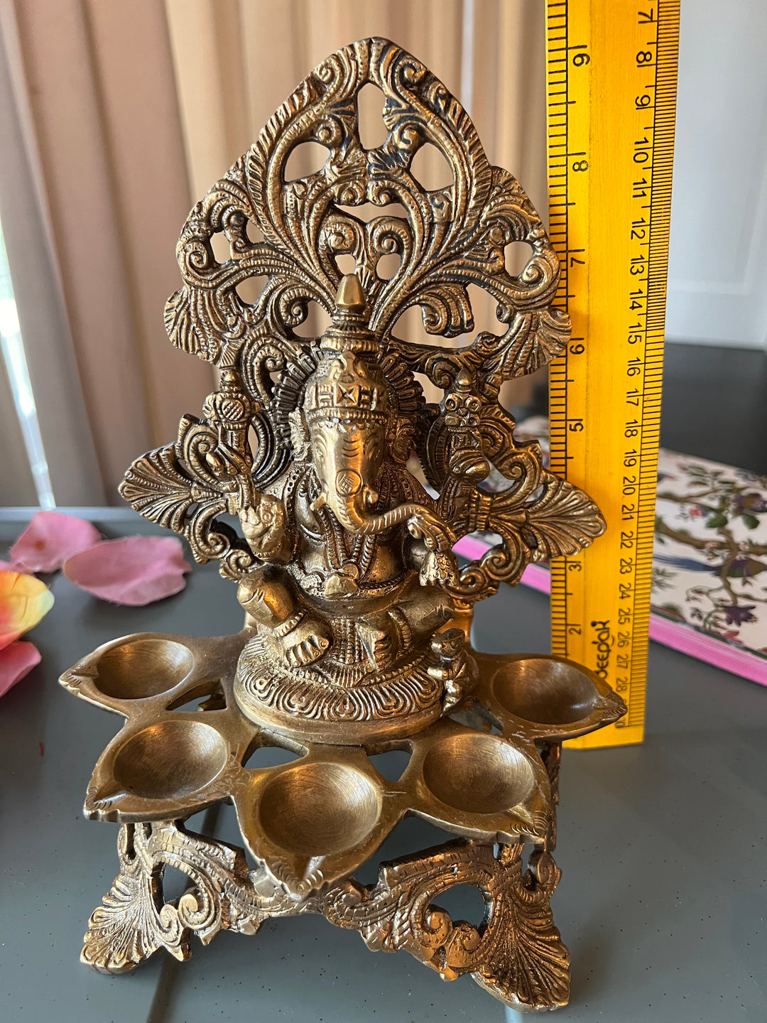 Antique Brass Ganesh Diya: Divine Illumination