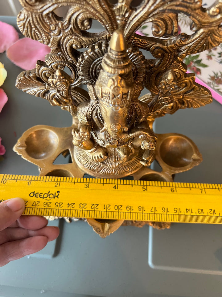 Antique Brass Ganesh Diya: Divine Illumination