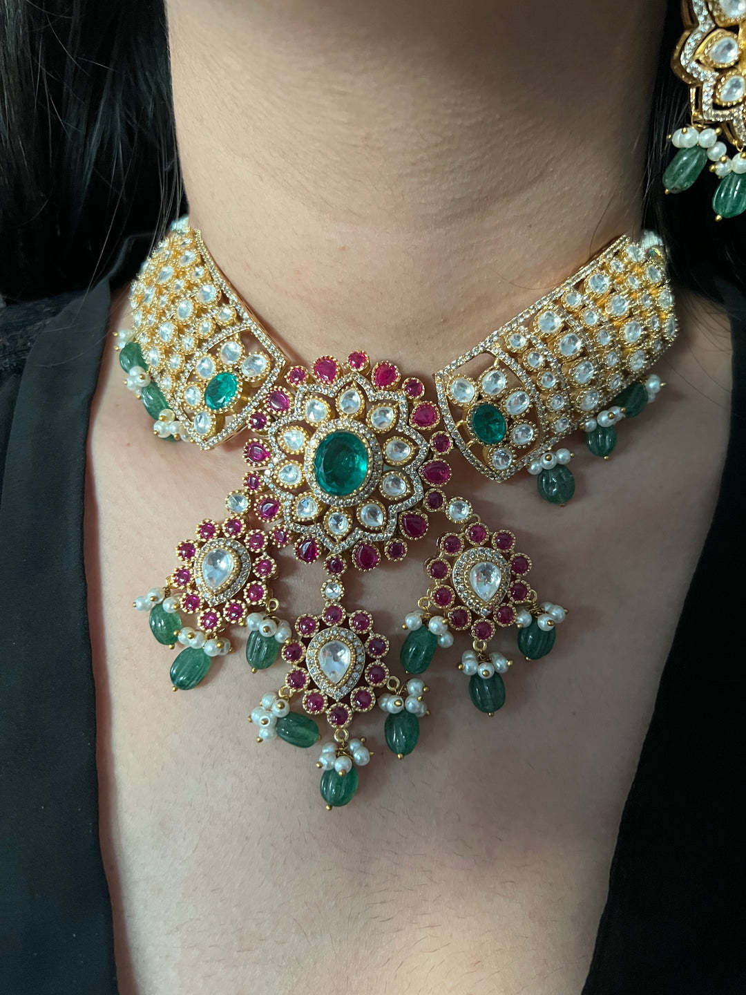 Royal Bridal Necklace with Earrings and Maangtikka/ Wedding Set/ Bridal Jewellery/ Wedding Jewellery/ Royal Bride