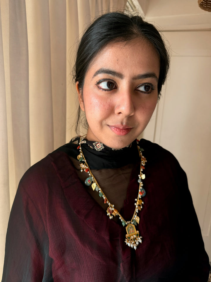 Handmade 925 Silver Balaji Multi Gemstone Necklace | SHIVKA