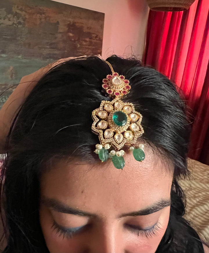 Royal Bridal Necklace with Earrings and Maangtikka/ Wedding Set/ Bridal Jewellery/ Wedding Jewellery/ Royal Bride