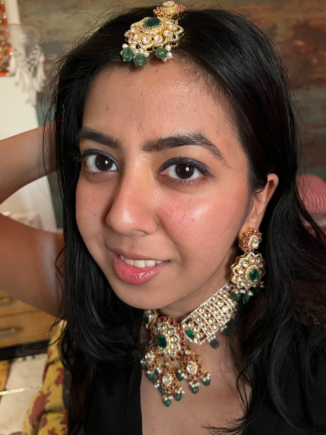 Royal Bridal Necklace with Earrings and Maangtikka/ Wedding Set/ Bridal Jewellery/ Wedding Jewellery/ Royal Bride