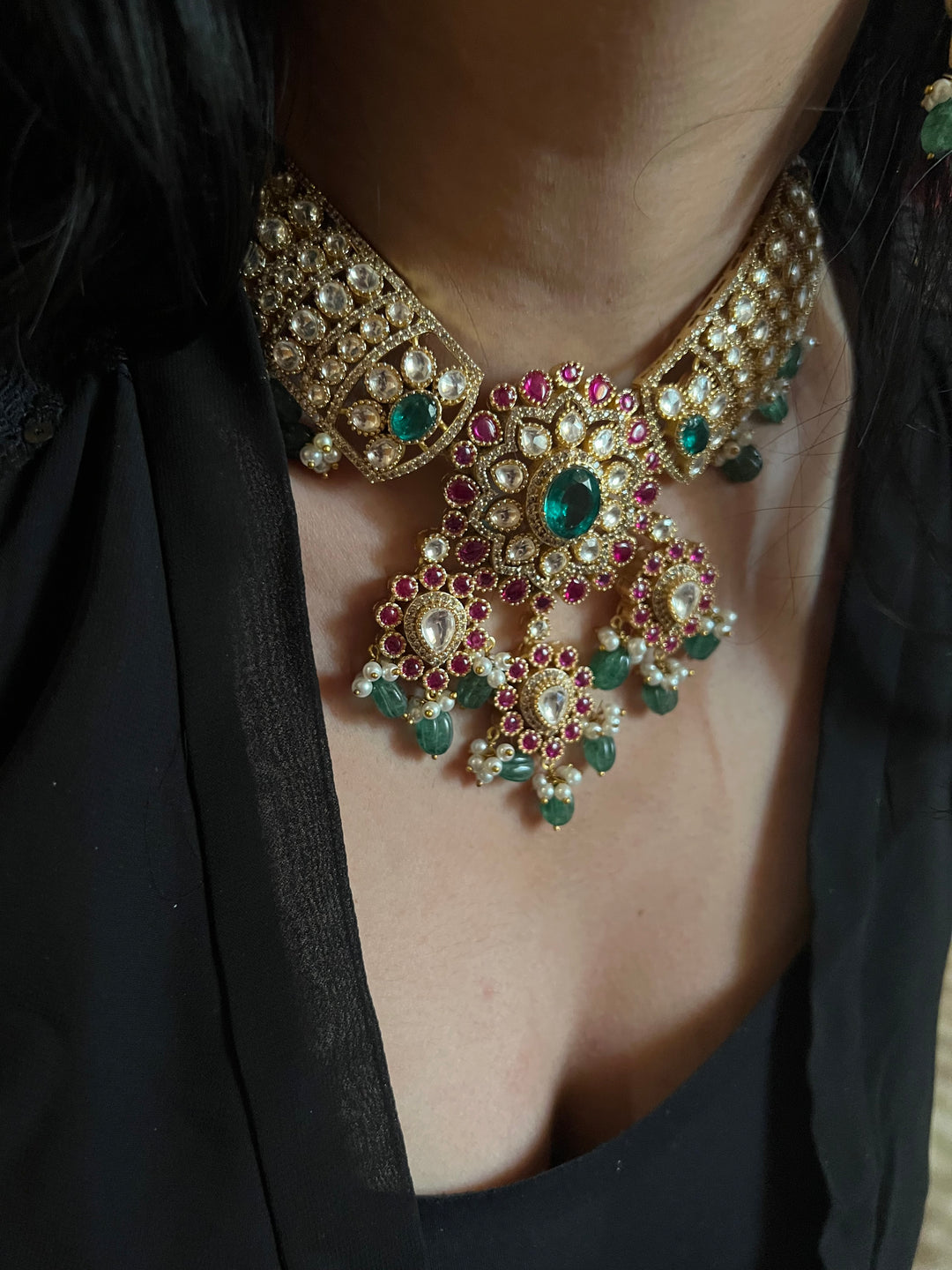 Royal Bridal Necklace with Earrings and Maangtikka/ Wedding Set/ Bridal Jewellery/ Wedding Jewellery/ Royal Bride