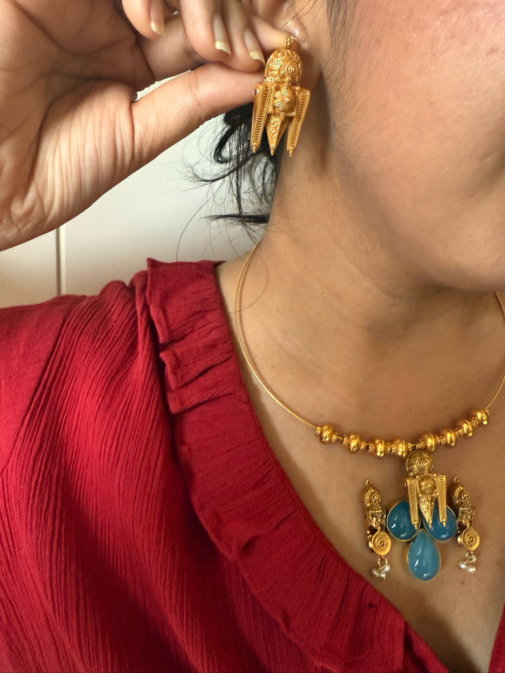 Handmade 925 Silver Chalcedony Hasli Necklace Set | SHIVKA