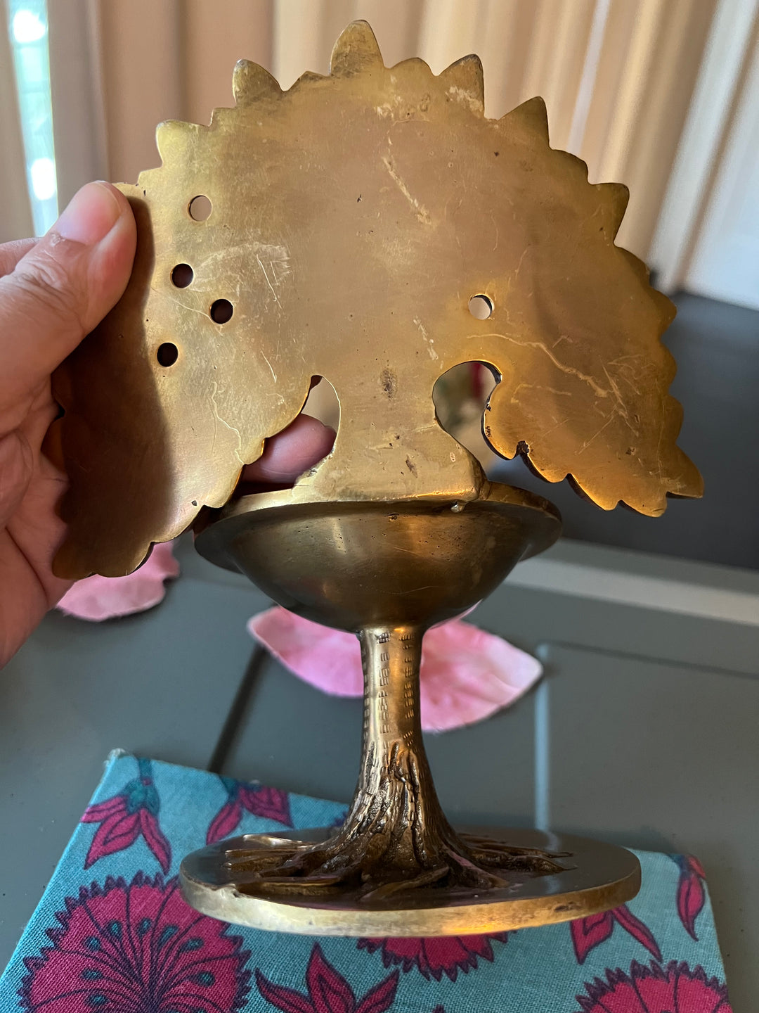 Antique Brass Tree of Life Diya: Illuminating Spirituality