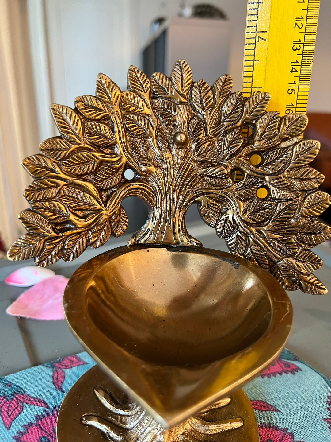 Antique Brass Tree of Life Diya: Illuminating Spirituality