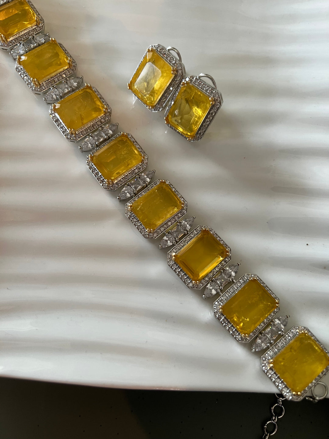 Lemon Doublet Stone Choker with Earrings - Unmatched Quality and Style