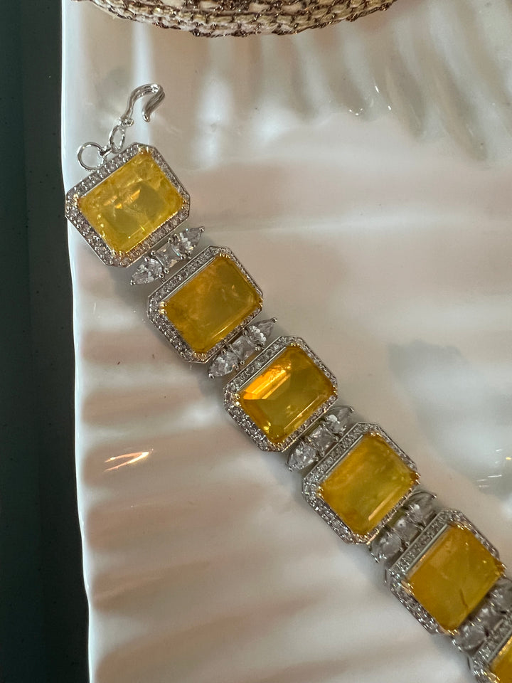 Lemon Doublet Stone Choker with Earrings - Unmatched Quality and Style