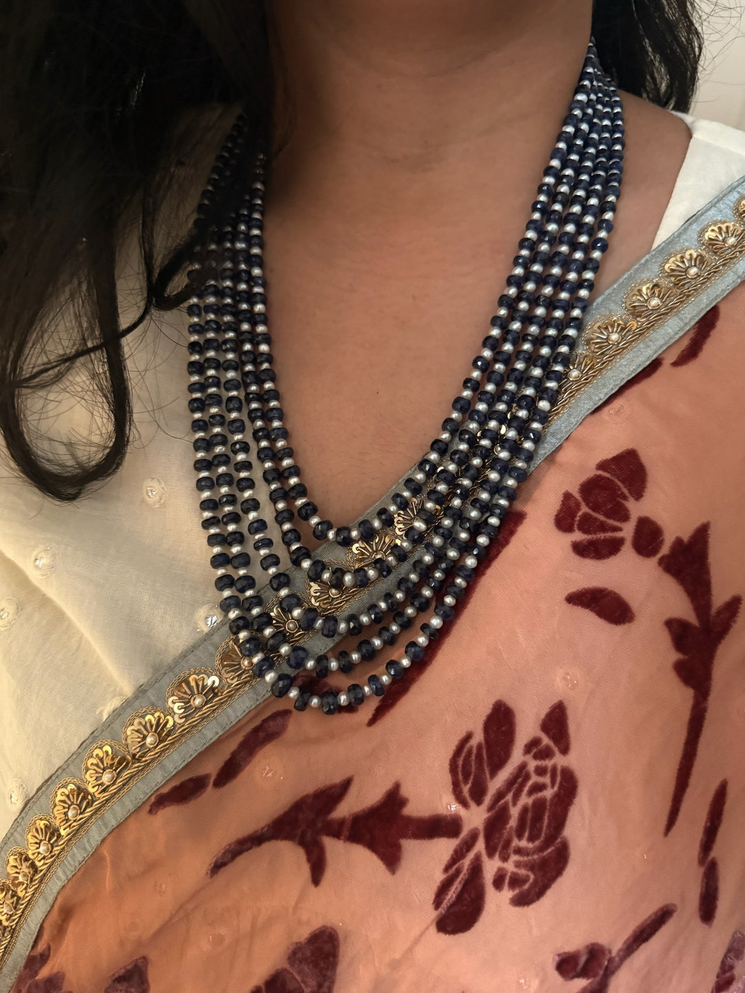 Blue Sapphire & Pearl Necklace – SHIVKA