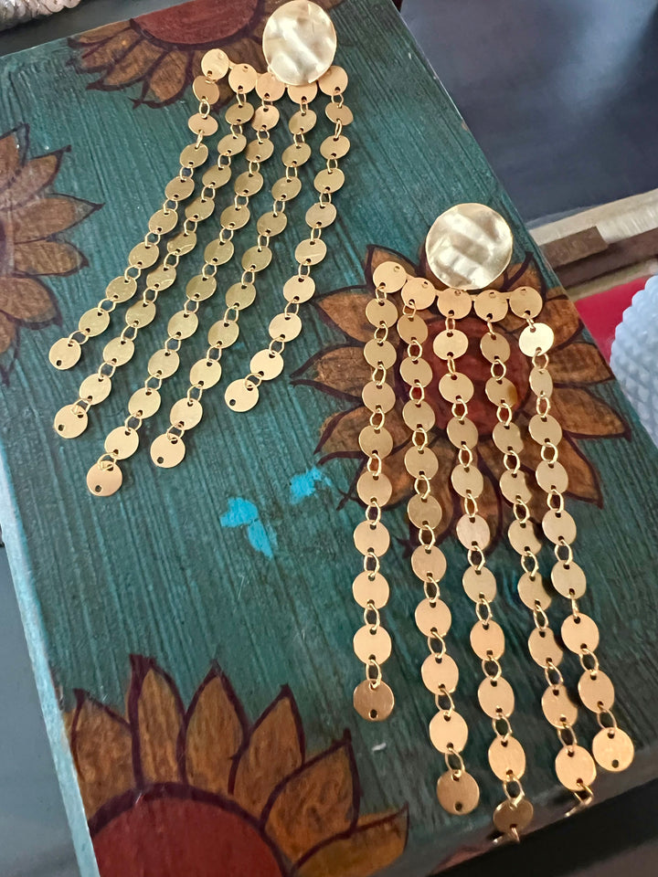 Statement Textured Gold Danglers - Premium Quality, Exquisite Craftsmanship