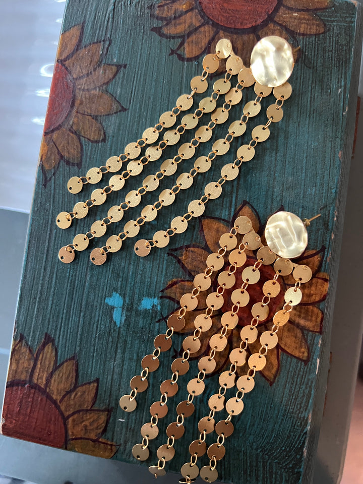 Statement Textured Gold Danglers - Premium Quality, Exquisite Craftsmanship