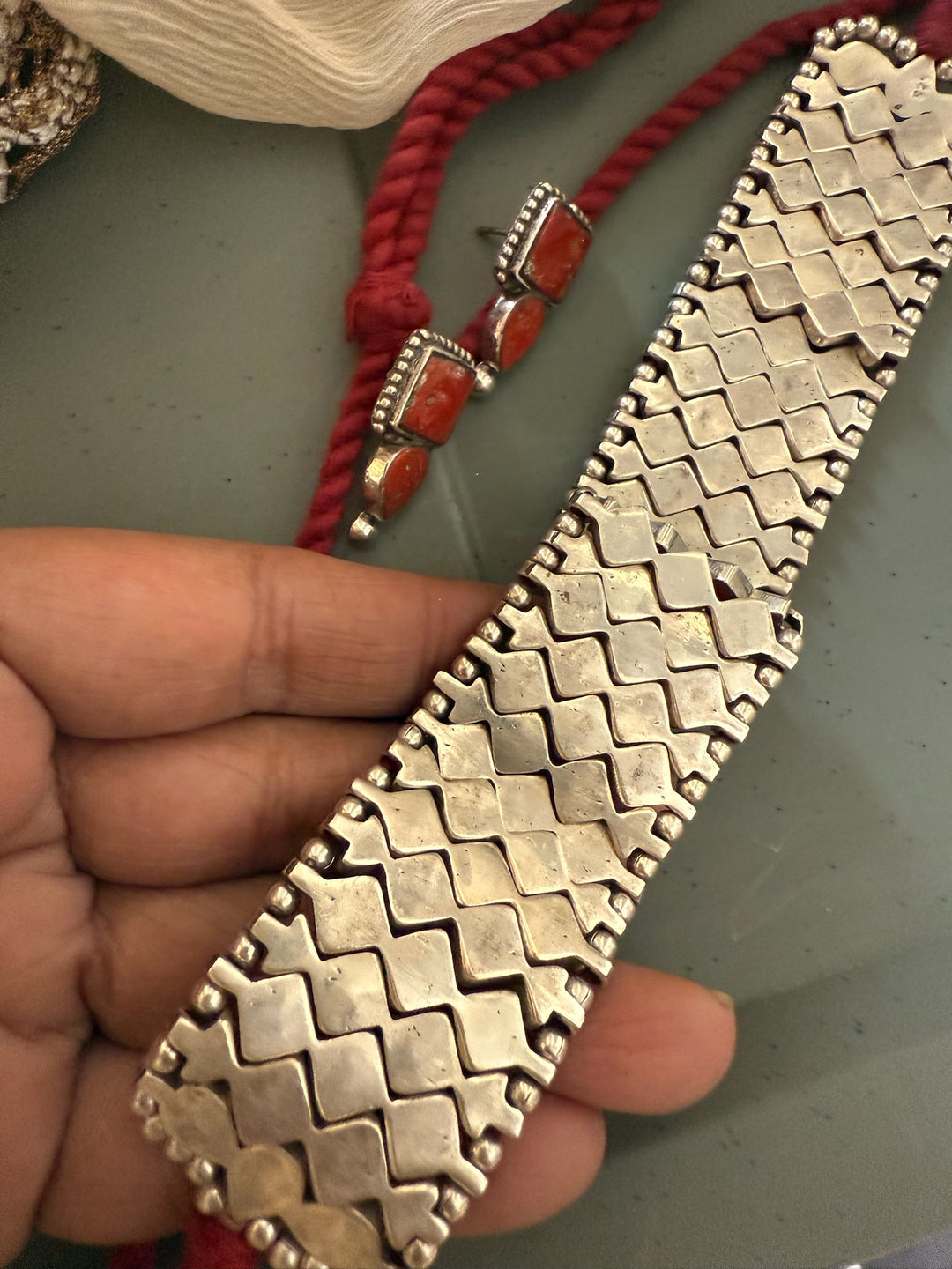 Vintage 925 Silver Coral Choker Set – SHIVKA