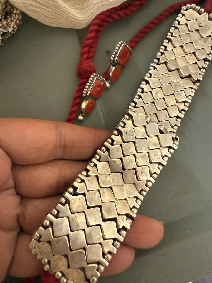 Vintage 925 Silver Coral Choker Set – SHIVKA