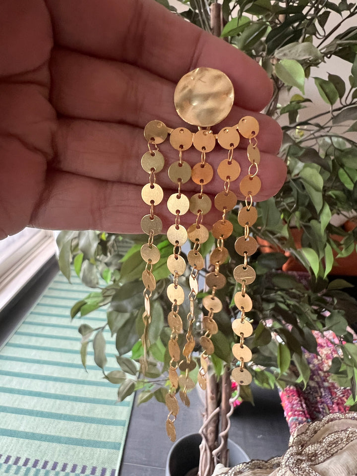 Statement Textured Gold Danglers - Premium Quality, Exquisite Craftsmanship