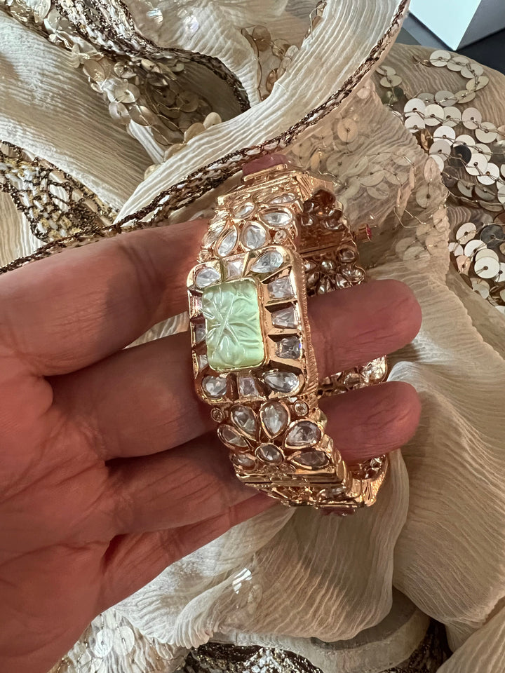 Designer Kundan Multicolored Carved Stone Kada