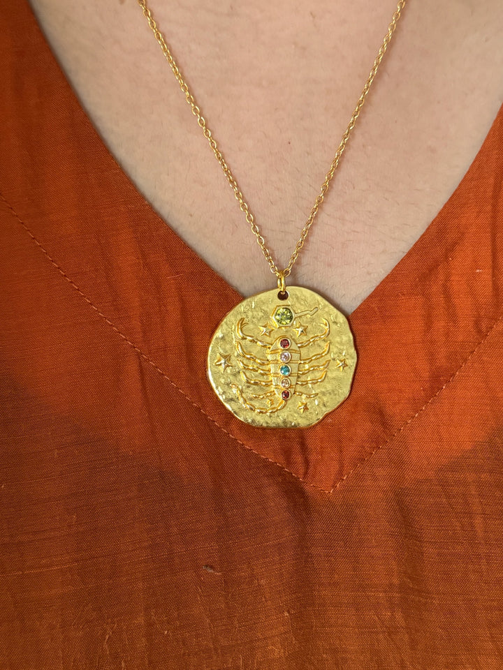 Scorpio Gemstone Zodiac Pendant Necklace – SHIVKA