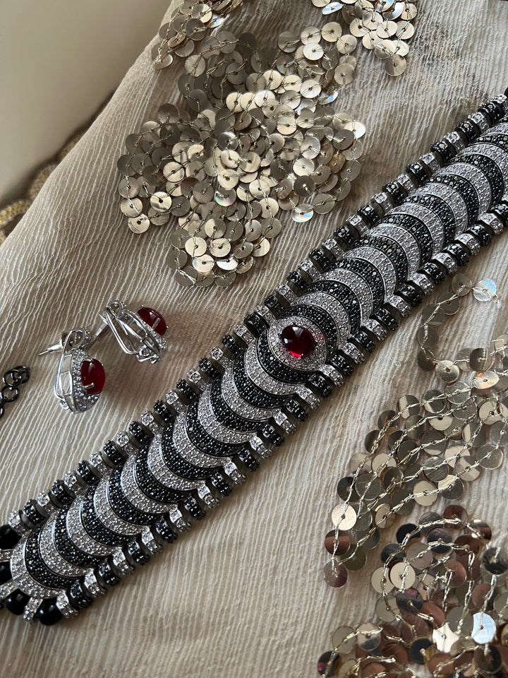 Elegant Designer Choker Necklace Set | SHIVKA | Brass, Copper & Silver | Perfect for Destination Weddings