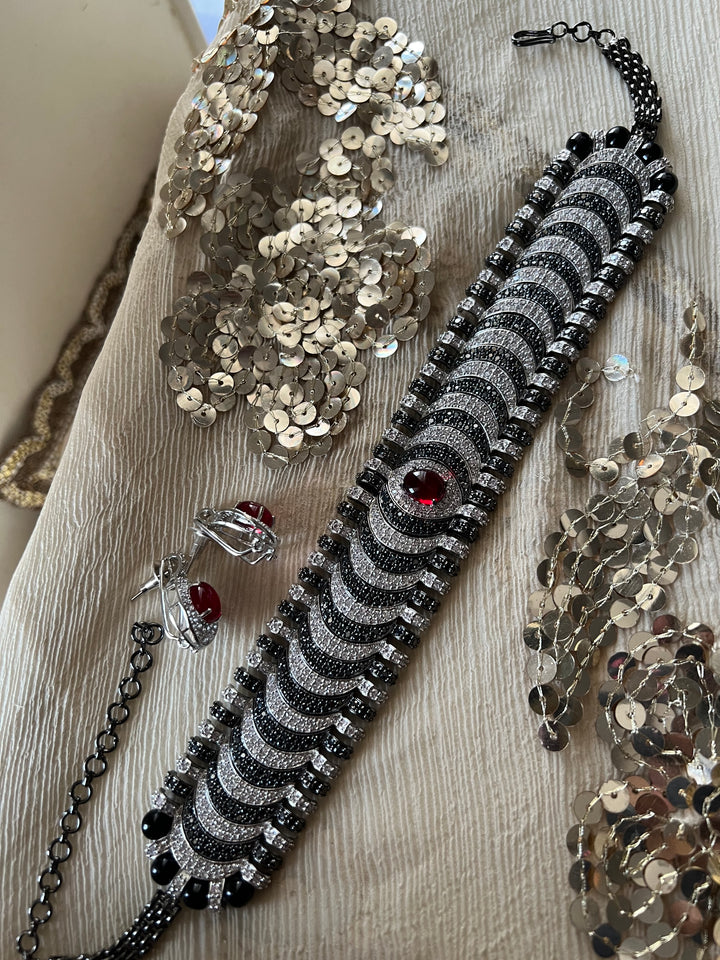 Elegant Designer Choker Necklace Set | SHIVKA | Brass, Copper & Silver | Perfect for Destination Weddings