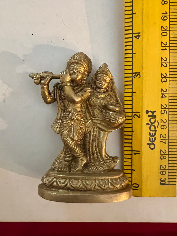 Antique Brass Radha Krishna Sculpture: Divine Love