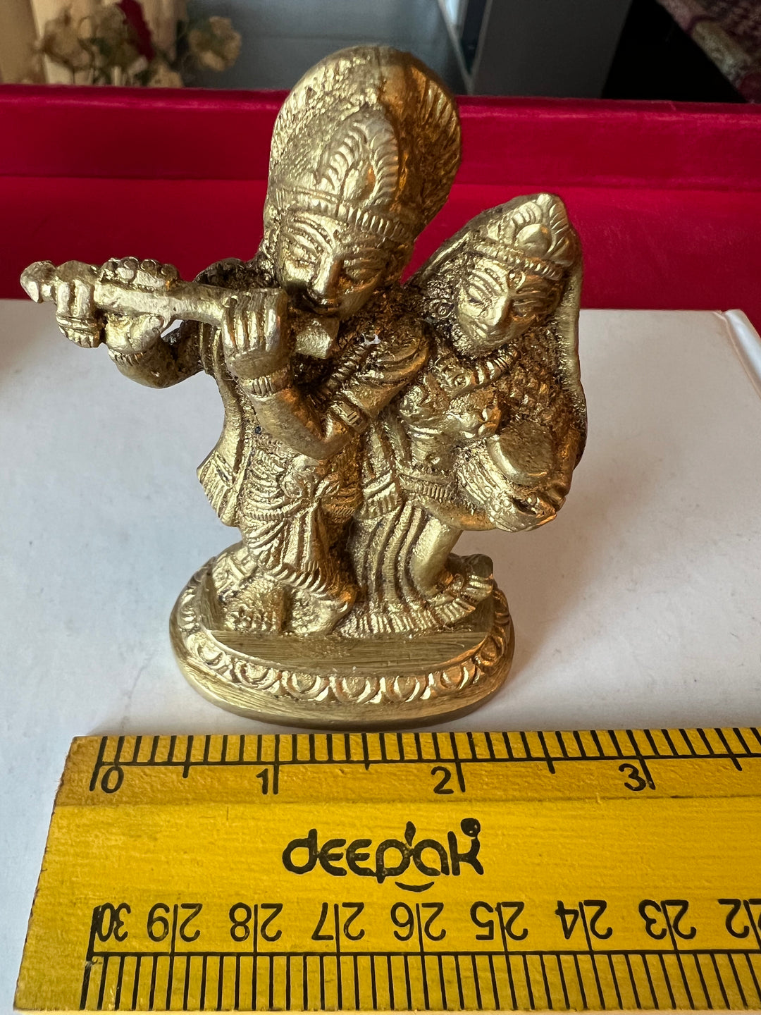 Antique Brass Radha Krishna Sculpture: Divine Love