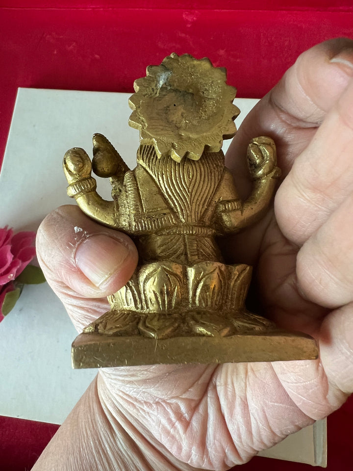 Antique Brass Saraswati Sculpture: Goddess of Wisdom