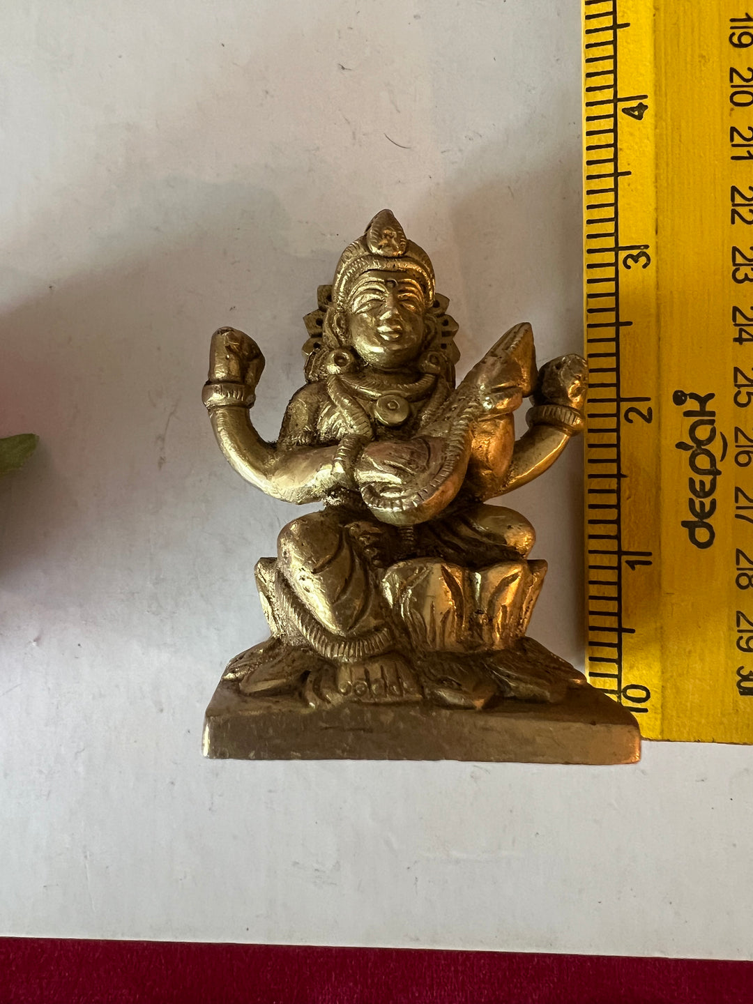 Antique Brass Saraswati Sculpture: Goddess of Wisdom