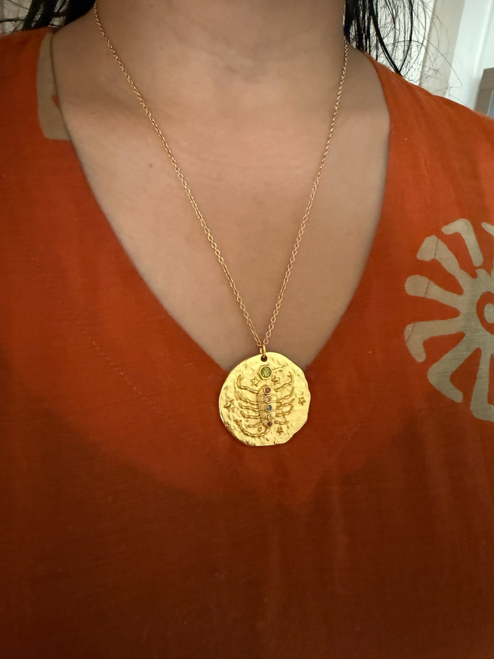 Scorpio Gemstone Zodiac Pendant Necklace – SHIVKA