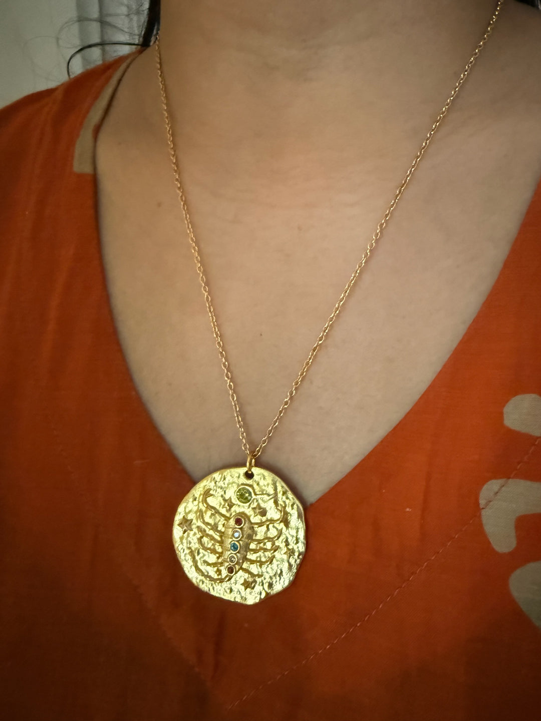 Scorpio Gemstone Zodiac Pendant Necklace – SHIVKA