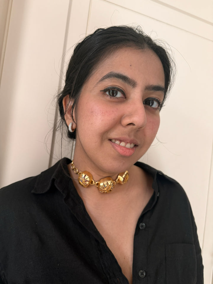 Handmade Choker| Adjustable Modern Gold Polish Necklace by SHIVKA