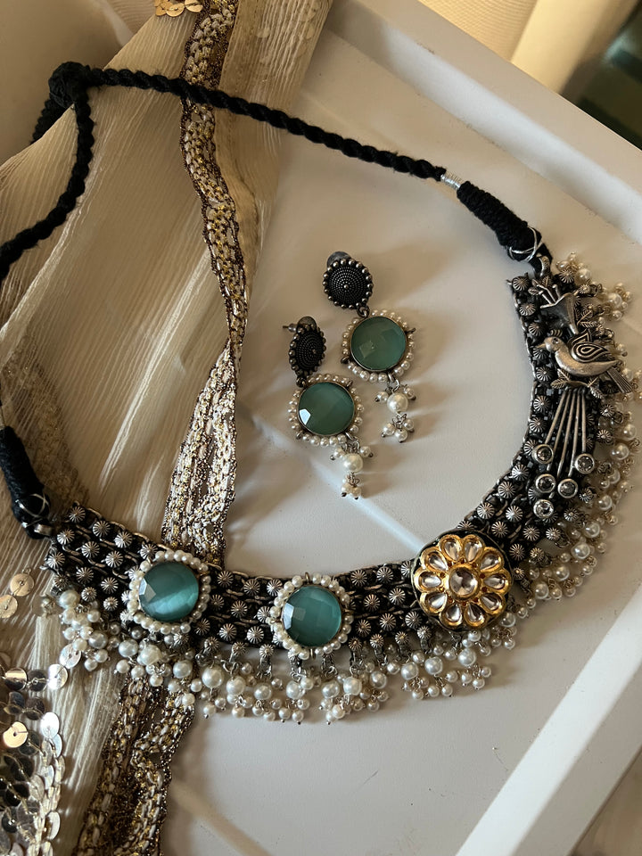 Antique Oxidized Fusion Necklace Set – Timeless Elegance | Brand SHIVKA